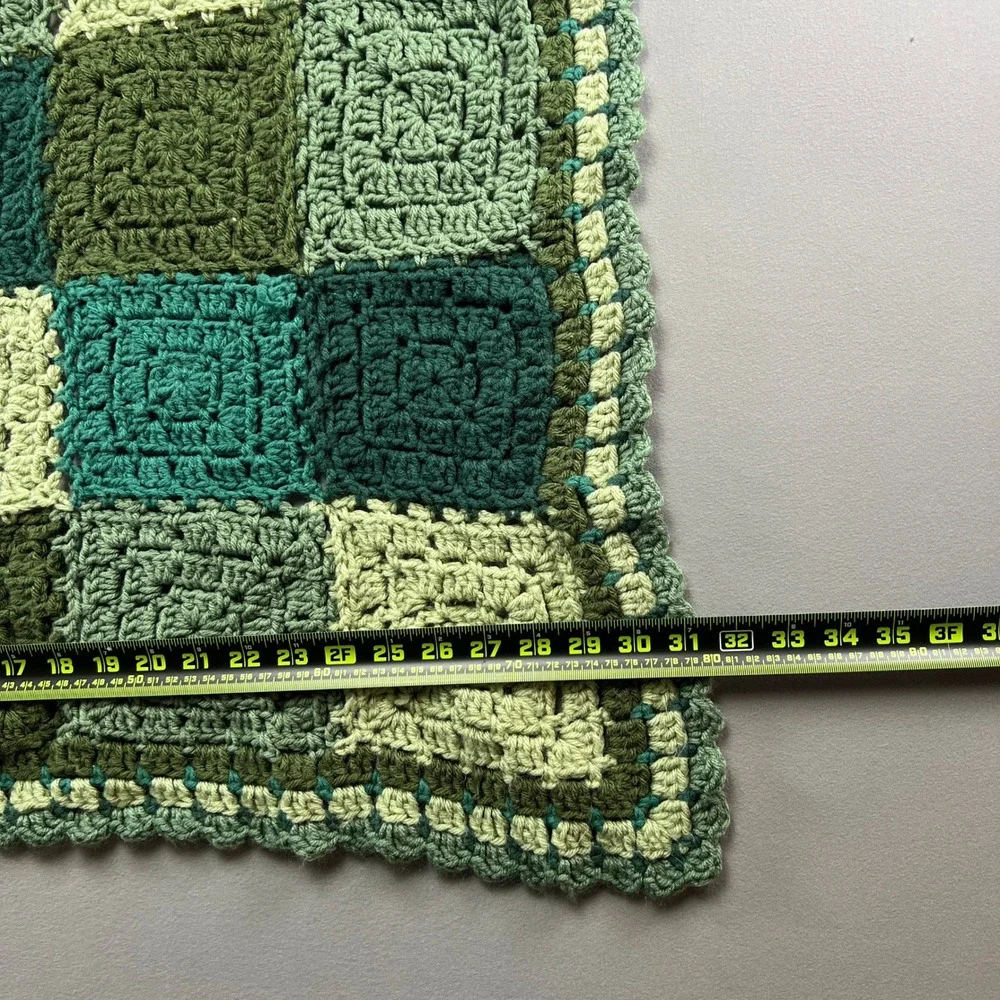 Handmade Crochet Patchwork Square Blanket Multicolor Decorative Border 30